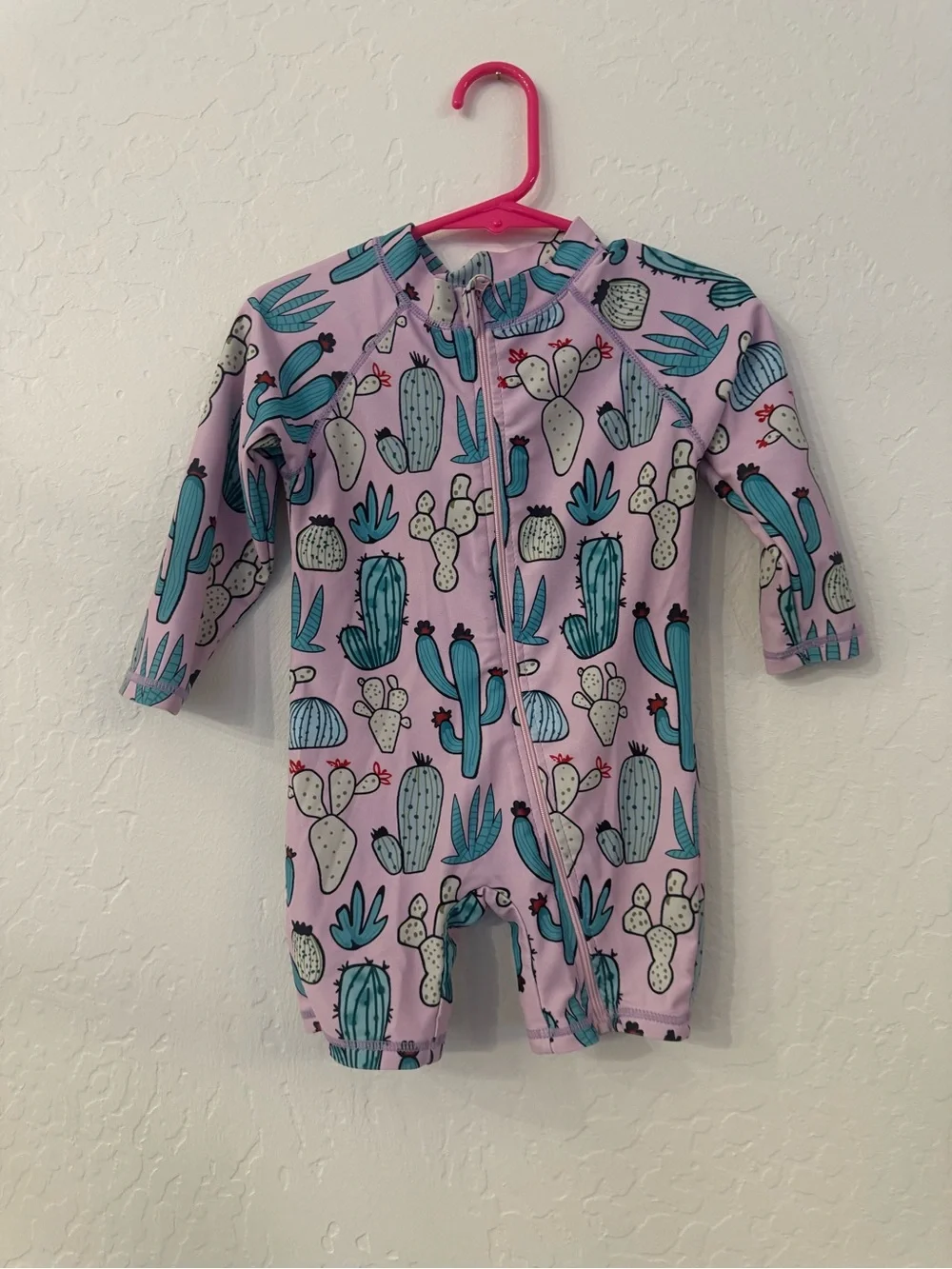Pink Cactus Print Infant Swimsuit Romper